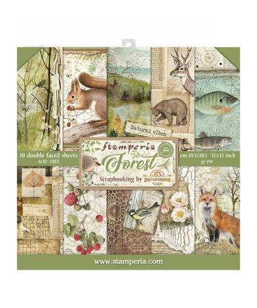 STAMPERIA INTERNATIONAL  KFT PAPER PAD 12X12 10PK FOREST  30.5 x 30.5 (12 x 12)  Multicoloured