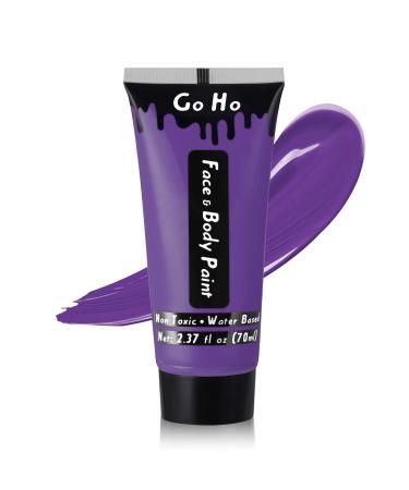 Go Ho Purple Cream Face Body Paint(2.37oz 70ml) Water Based Face Paint Purple Makeup Face Painting Kit for Kids Party SFX Cosplay Costumes Festivals Halloween Makeup