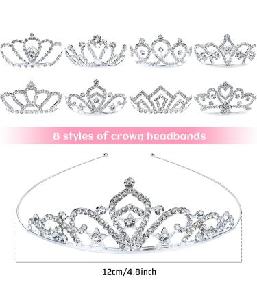 inSowni 8 Pieces Decorative Princess Dazzling Rhinestone Silver Metal Tiara Crown Headbands Wedding Birthday Party Prom Headpieces for Brides Bridesmaids Women Girls Teens Kids - Buy Online on SooperMarket.com