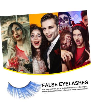 ABOOFAN 2 Pairs Blue Long Eyelashes Halloween Fake Lashes Makeup Long Fake Eyelashes Halloween Artificial Eyelashes Halloween Makeup Eyelashes Cosplay Miss False Eyelashes - Buy Online on SooperMarket.com