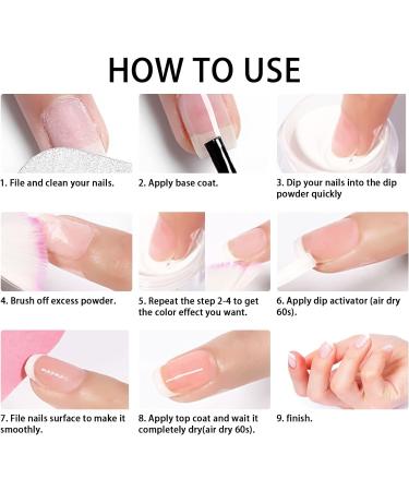 Lofuanna Dip Powder Nail Starter Kit - Glitter Set | 9Pcs Dip Powder Set for DIY French Nail Art Manicure | Base Top Coat Activator Included | No UV/LED Needed | Beginners Friendly - Buy Online on SooperMarket.com