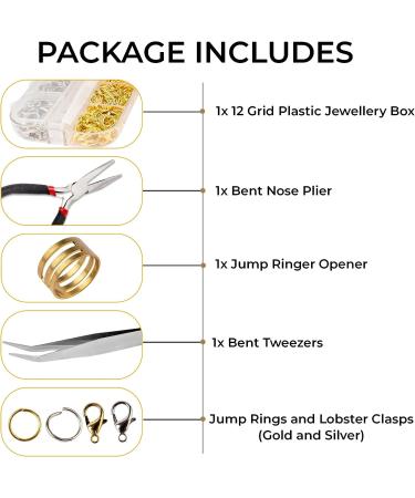 Anzlah 1200 pcs Gold & Silver Jump Rings & Lobster Clasps Fixing Kit with Pliers & Tweezers - O Rings for Jewelry Making - Buy Online on SooperMarket.com