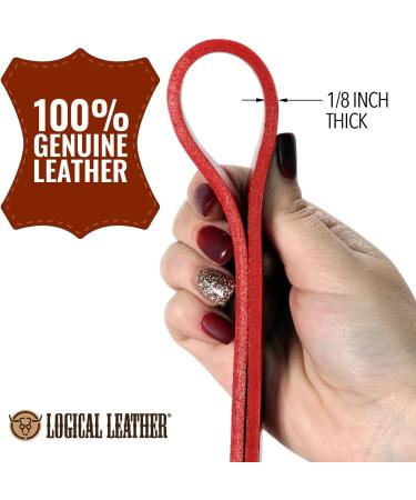 Logical Leather 6FT Braided Dog Leash - Heavy Duty Full Grain Leather Lead in Red - Buy Online on SooperMarket.com
