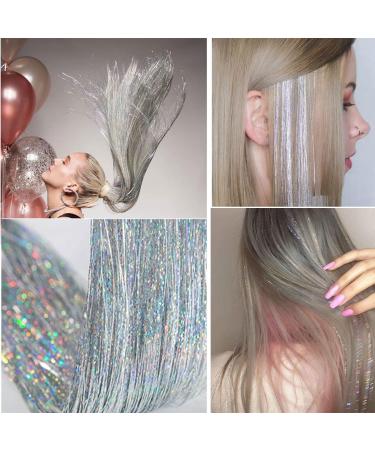 Silver Fairy Hair Tinsel 600 Strands | Heat Resistant Extensions for Christmas & New Year Party - Buy Online on SooperMarket.com