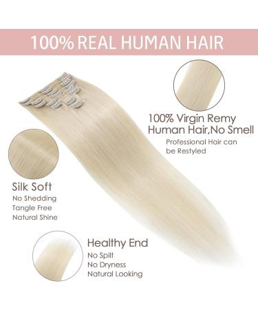 Silk-co Real Hair Extensions Hair Extensions Clip in Human Hair (8inches-45g #60 Platinum Blonde) 8pieces Straight -Basic Thickness-Thin Weft- Remy Hair Extensions 8 Inch #60 Platinum Blonde - Buy Online on SooperMarket.com