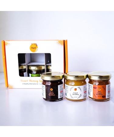 Pearl Honey Spreads Creamed Raw Honey Variety Flavored Gift Set| Raw and Unfiltered Pure Honey| Organic Matcha | Organic Cacao| Organic Cayenne| Organic Cinnamon| Organic Cacao|1.5 Ounces Per Jar
