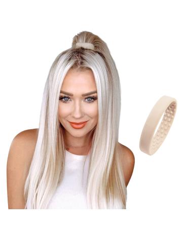 Pony -o Original patented sweet hair accessory for women - revolutionary ponytail holder hair tie Alternative - blonde hair tie for women - Small hair tie for fine hair S (pack of 1) beige (blonde)