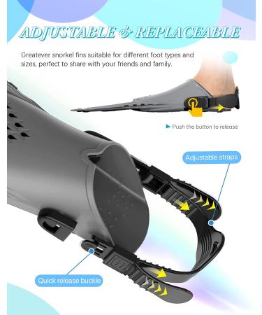 Greatever Adjustable Snorkel Fins - Open Heel Swim Flippers for Snorkeling & Diving - Black L/XL (US Size 9-13) - Buy Online on SooperMarket.com