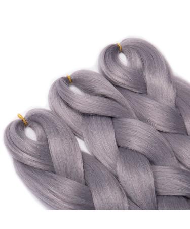 Buy Tess Braids Extensions 60 cm - Jumbo KanCalon Kunsthaar for Box Braids - 100g Silver Gray Hair Extension - Buy Online on SooperMarket.com