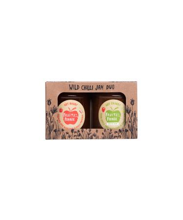 Fruits of the Forage Chilli Jam Gift Pack Includes Hot Crabby Reduced Sugar Chilli Jam and Hot Rhuby Chilli Preserve. Sustainably Sourced Pack of 2 Glass Jars (210g x 210g) Chilli Jam Giftpack