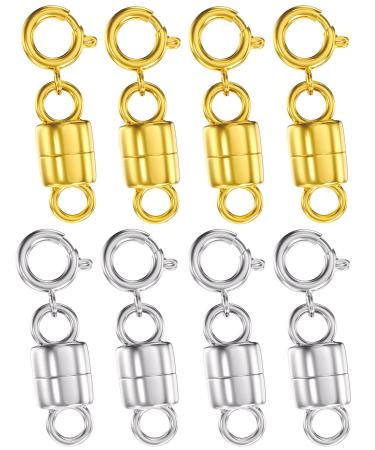 Clysoru Magnetic Necklace Clasps and Closures 14k Gold and Silver Beads Chain Extender Necklaces Bracelet Safety Magnetic Locking Jewelry Clasp Converter(4 Gold 4 Silver) 8pcs - 4 gold and 4 silver