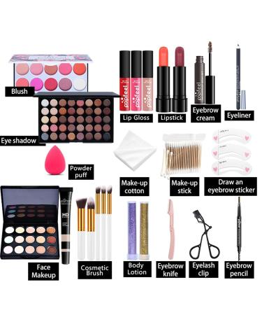 FantasyDay Multifunctional Cosmetics Gift Set - All-in-One Makeup Kit for Face Eyes & Lips - Eyeshadow Palette Lipstick Rouge Mascara | Perfect Makeup Gift Idea - Buy Online on SooperMarket.com