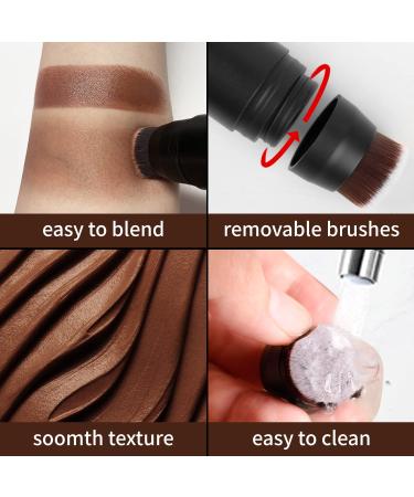 DE LANCI Contour Highlighter Stick Kit for Brown, Dark, Black Skin Tone - 2 PCS Cream Sticks with Brush - Face Illuminator & Bronzer - Moisturizing Shade Makeup - Buy Online on SooperMarket.com