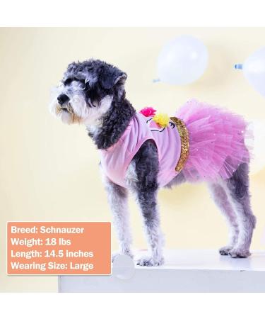KYEESE Dog Dress Unicorn Tiered Layer Tutu Tulle Birthday Party Dress for Small Dogs - Medium Size | Sequin Embellishments | Pack of 1 - Buy Online on SooperMarket.com