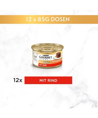 Gourmet Gold Refined Ragout Wet Cat Food with Beef - 12-Pack (12 x 85g) | Premium Cat Cuisine for International Shipping - Buy Online on SooperMarket.com