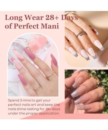 Modelones 6 Color Dip Powder Nail Kit Starter Set | Nude Pink Glitter | Base/Top Coat Activator | French Manicure DIY Salon Golden - Buy Online on SooperMarket.com