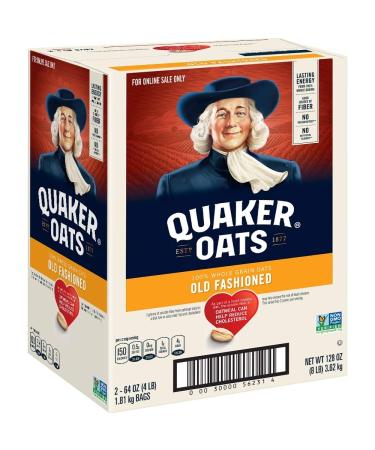 Quaker Old Fashioned Rolled Oats Non GMO Project Verified Two 64oz Bags in Box 90 Servings