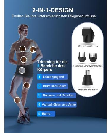 Intimate Razor for Men - 2-in-1 Painless Rechargeable Body & Nasal Hair Trimmer - Waterproof Travel Lock 4 Accessories - Buy Online on SooperMarket.com