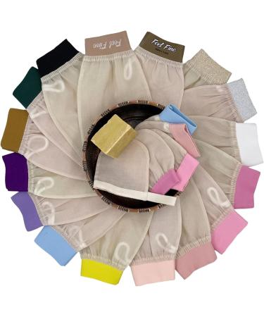 Feel Fine Turkish 100% Raw Cocoon Silk Exfoliating Glove - Purple | Body Scrub, Fake Tan Remover, Natural Glow | Bath Mitt for Men & Women - Buy Online on SooperMarket.com