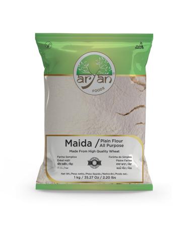 Aryan Plain All Purpose Flour Maida Refined Wheat Flour Made From Premium Indian Wheat Natural & Vegan Non GMO No Preservatives & Additives- 1Kg