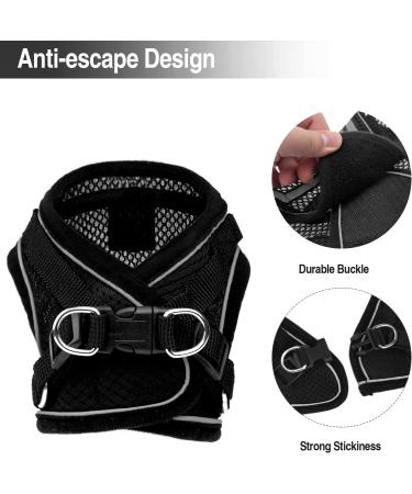 Adjustable Cat Dishes Set - Reflective Soft Lining & Breathable Mesh for Outdoor Training | M Size (Black) - Buy Online on SooperMarket.com