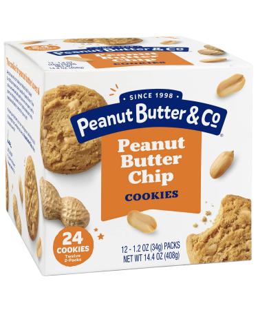 Peanut Butter & Co. 1 Pack Peanut Butter Chip Cookies, 12 Bags of 2 Cookies (24 Cookies Total), 14.4 oz Peanut Butter 1.2 Ounce (Pack of 12)
