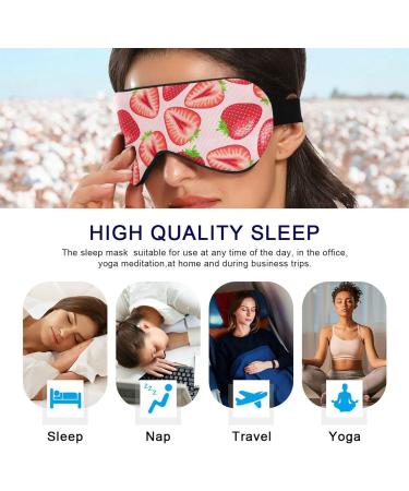 Haskirky Light Blocking Eye Mask for Men and Women - Breathable & Adjustable Travel, Yoga, Meditation, Office - Red Strawberry - Buy Online on SooperMarket.com