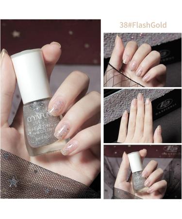 TBeautfave Clear Glitter Nail Polish Peel off Nail Polish Quick Dry & Long Lasting Nail Polish Breathable Natural Nail Varnish Healthy Water Based Non-toxic Nail Art DIY at Home 38FlashGold - Buy Online on SooperMarket.com