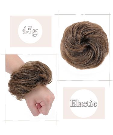 Thick Synthetic Hair Bun Extensions - Messy Hair Scrunchies for Women - Medium Brown to Coffee Brown (45g) - Light Brown Updo Ponytail Hairpiece - Buy Online on SooperMarket.com