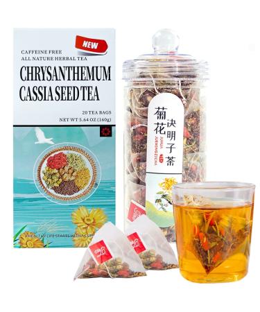 Chrysanthemum Cassia Seeds Tea Bags(160g, 8gX20Bags), Honeysuckle, Chinese wolf-berry, Sweet-scented Osmanthus, Burdock Root Combination of Floral Tea,