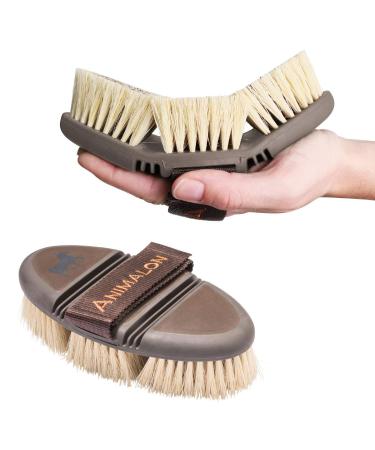 Animalon careflex root brush-natural hair horse brush-root cardboard with hard natural bristles-flexible ergonomically & high-quality-card tsche with Velcro fastener brown