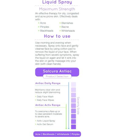 Salcura Antiac Activ Liquid Spray - Natural Skin Therapy for Oily, Congested & Acne-Prone Skin - 50ml - Buy Online on SooperMarket.com