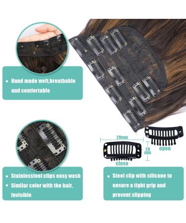 KooKaStyle Clip in Long Wavy Synthetic Hair Extension 20 Inch 4PCS Balayage Dark Brown to Chestnut - Thick Double Weft Hairpieces for Women - Buy Online on SooperMarket.com