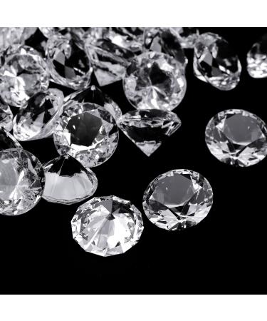 OUTUXED 300pcs 0.8"(20mm) Clear Diamonds Crystals Acrylic Gems Wedding Table Scattering Gemstones Christmas Party Decorations Bridal Shower Vase Fillers, 1.5 LB, with 1 Large Velvet Pouch