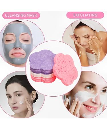 Vesone Spa Sponges for Facial Cleansing Makeup Removing Cleansing Pads | Gentle Makeup Removal Pads Skin-Friendly Soft Facial Cleansing Sponges with Flower Shape for Daily Life - Buy Online on SooperMarket.com