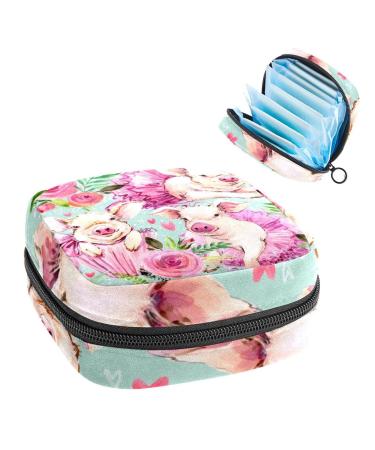 Anna Cowper Flower Sanitary Napkin Storage Bag Feminine Menstrual Cup Pouches Nursing Pad Holder Tampon Bags Portable Period Bag for Women Teen Girls 1Pcs Multi-colored 9