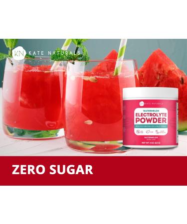 Kate Naturals Watermelon Electrolytes Powder 4oz - Instant Vegan Energy Boost, Prevent Dehydration, Eliminate Cramps - Non-GMO, Keto-Friendly, Zero Sugar - Buy Online on SooperMarket.com