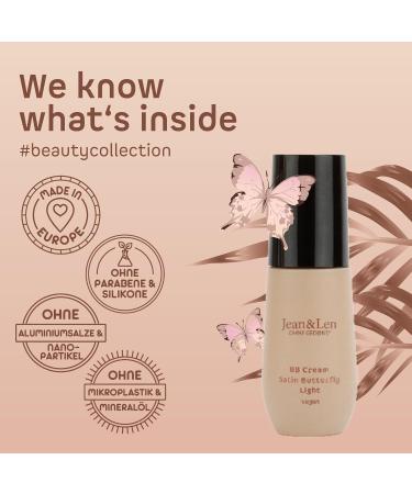 Jean & Len BB Cream Satin Butterfly Light - Vegan Blemish Balm for Redness & Imperfections Non-Comedogenic Paraben & Silicone Free 30ml - Buy Online on SooperMarket.com