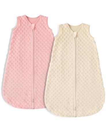 Looxii Baby Sleeping Bag 1.5TOG Cotton Soft Newborn Sleepsack Unisex Baby Wearable Blanket for Boys and Girls 12-18 Months Pink Pink&apricot 12-18 Months