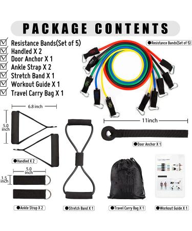 Resistance Band Set with Door Anchor, Handles, and Straps for Men and Women - 10150lbs | Workout and Exercise Bands for Muscle Training and Physical Therapy - Shape Your Body - Buy Online on SooperMarket.com