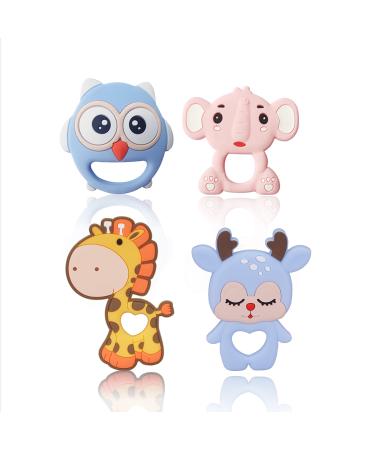 CHILLAX Teether Toys - Soothing Baby Teething Relief Toys  Helps Relieve Gum Pain - Soft  Easy-to-Grip  Non-BPA Silicone Teethers for Babies - Dishwasher-Safe - Shower Gifts for Infants 3+ Months Old