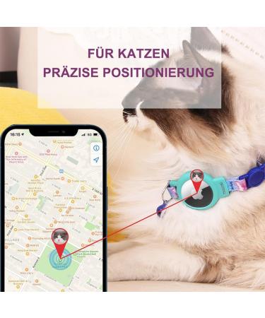 Mouyou Airtag Cat Neck Band | Adjustable Blue Gradient Collar with Bell & Safety Clasp | Soft Nylon with Silicone Holder | International Shipping - Buy Online on SooperMarket.com
