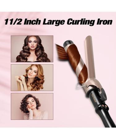 Ten-Tatent 38mm Ceramic Tourmaline Curling Tongs - Dual Voltage Curling Iron for Long & Short Hair - Adjustable Heat Settings - Black - Buy Online on SooperMarket.com