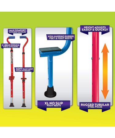 Geospace Original Walkaroo 'Wee' Balance Stilts for Kids (Ages 4+), Adjustable Height, Active Play - Red or Blue - Buy Online on SooperMarket.com
