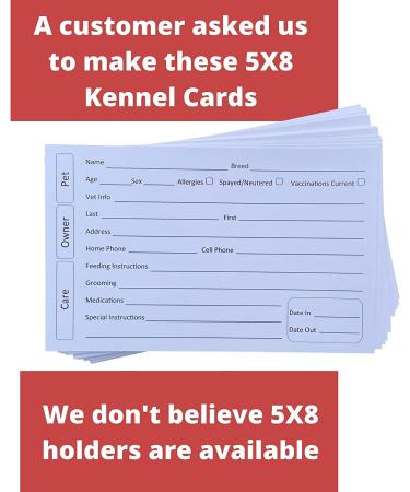 Kennel Cards 5x8 Inches (100 Pack) for Kennels, Shelters, Veterinarians, Vets & Groomers - Buy Online on SooperMarket.com