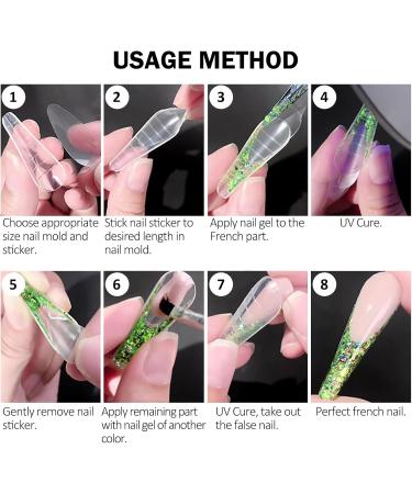 U-Shinein French Dual Nail Shape Set Nail Extension Mold & French Pads Reusable Silicone Nail Stencils French Shapes Forms Stickers French Nails Stencil for Nail Art Nail Design - Buy Online on SooperMarket.com