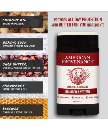 American Provenance Aluminum Free Natural Deodorant For Women and Men - Bourbon and Vetiver - 24 Hour Protection - Cruelty Free - Made in the USA (1 pack) - Buy Online on SooperMarket.com