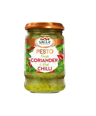 Sacla' Italian Fresh Coriander & Red Chilli Pesto 190 g (Pack of 1)
