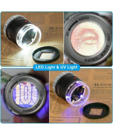 Intsun 30X Jewelers Loupe Magnifier with 6 LED Light Interchangeable Reticle Scale Illuminated Adjustable Focal Length Magnifying Glass for Textile Optical Embroidery Circuit Board Coins etc - Buy Online on SooperMarket.com