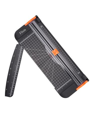 Flisin Paper Cutter Portable Paper Slicer 12 Inch Paper Trimmer Scrapbooking Tool with Automatic Security Safeguard and Side Ruler for Craft Paper A4 Paper Coupon  Label and Cardstock (Black)